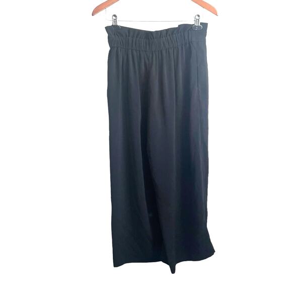 ZARA Women Paperbag Pants M Black Wide Flare Elastic Waist Boho Cottage Fairy - Picture 4 of 12